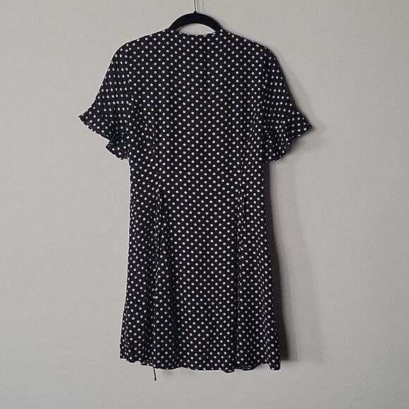 Zara Polka Dot Mini Black Summer Fit Flare Whimsy Goth Flowy Milkmaid Dress - Picture 9 of 15